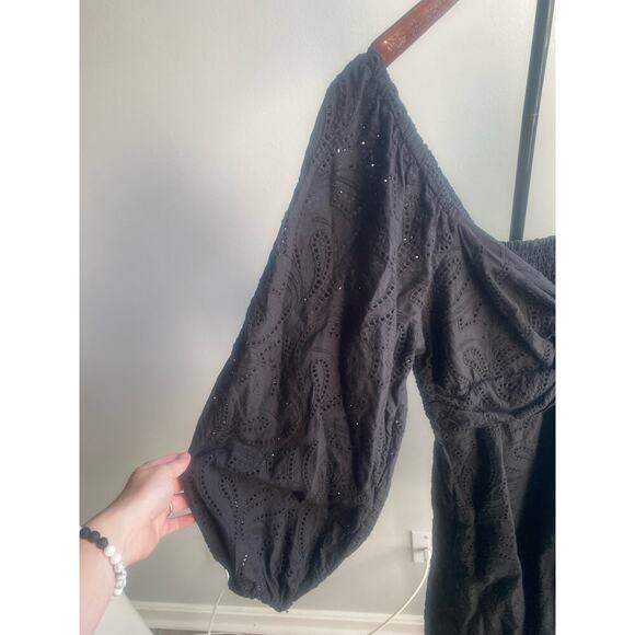 Banana Republic Eyelet‎ Twist Mini Dress Black Size Small - Picture 3 of 5